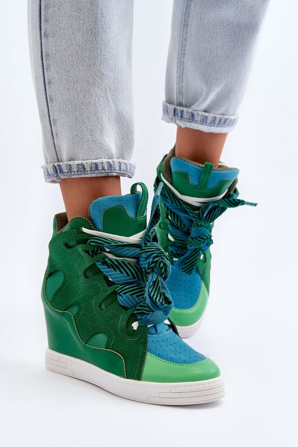 Kesi Women's wedge sneakers Green Leoppa