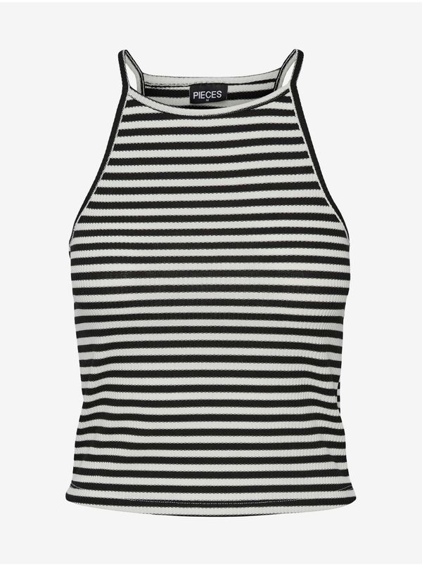 Pieces Women's White and Black Striped Tank Top Pieces Costina - Women