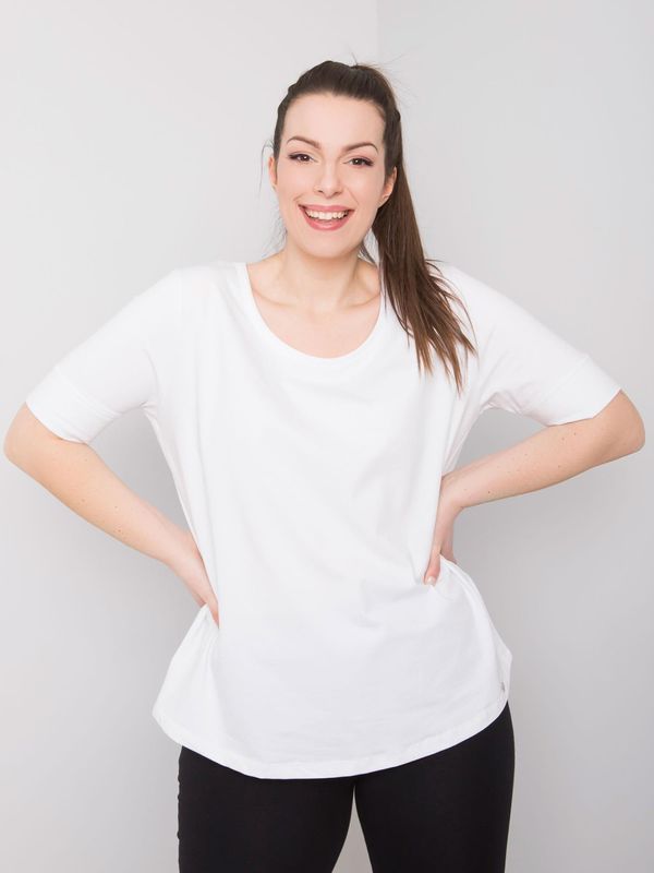 Fashionhunters Women's white cotton t-shirt larger size