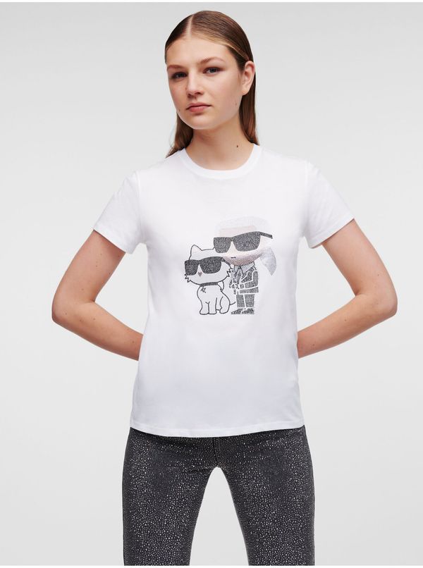 Karl Lagerfeld Women's White T-Shirt KARL LAGERFELD Ikonik 2.0 - Women