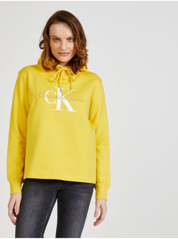 Calvin Klein Women's Yellow Patterned Hoodie Calvin Klein Jeans - Women