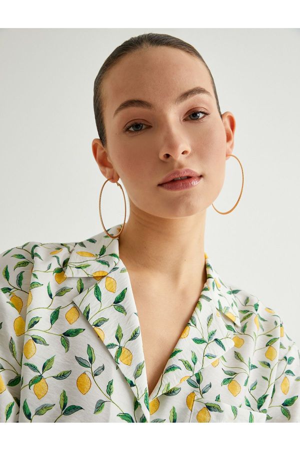 Koton X Koton - Fruit Patterned Pocket Detailed Crop Shirt