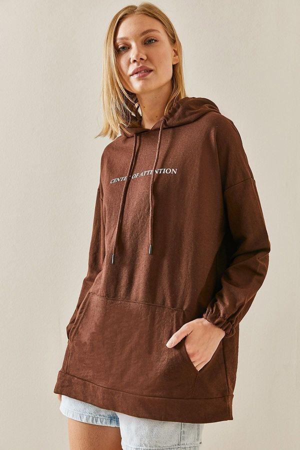 XHAN XHAN Brown Kangaroo Pocket Hoodie Sweatshirt