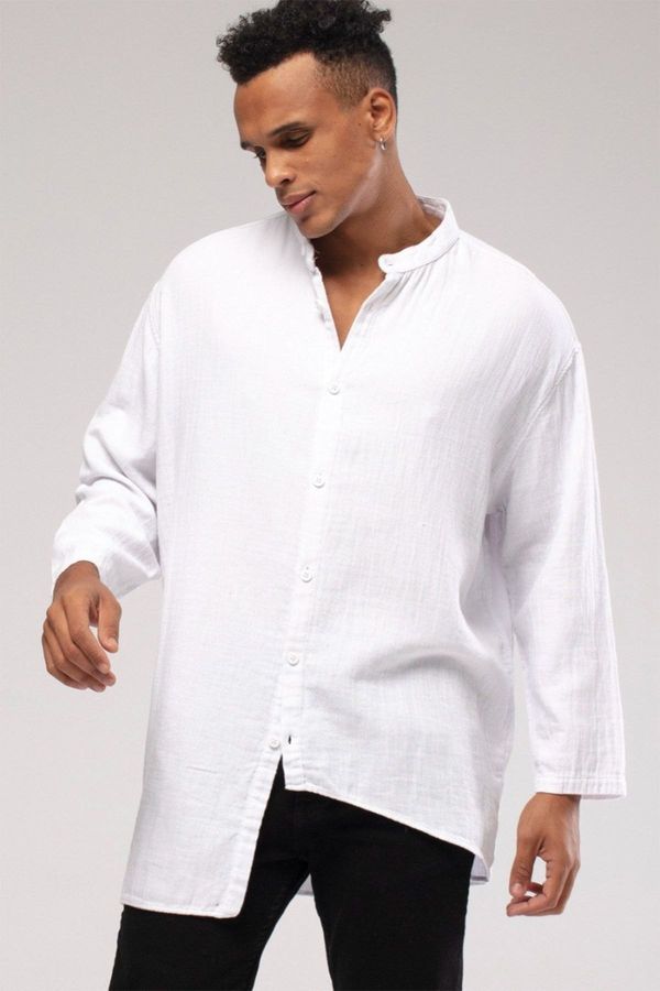 XHAN XHAN White Judge Collar Asymmetrical Shirt