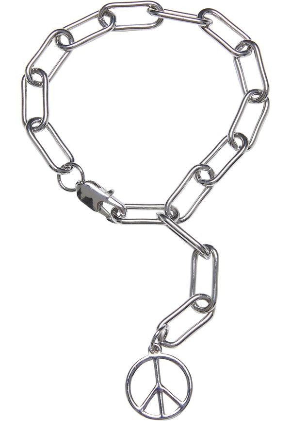 Urban Classics Accessoires Y Chain Peace Pendant Bracelet Silver