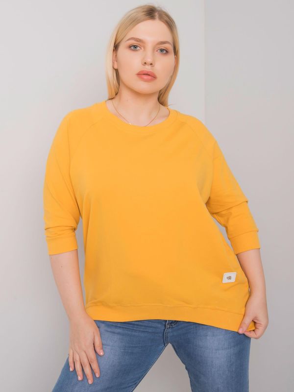 Fashionhunters Yellow cotton sweatshirt larger size by Ninetta