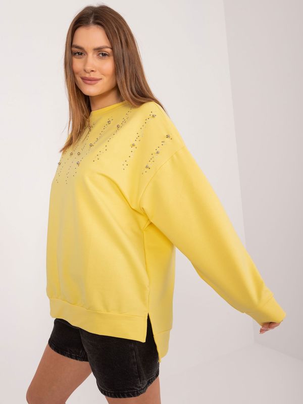 Fashionhunters Yellow hoodie with appliqués