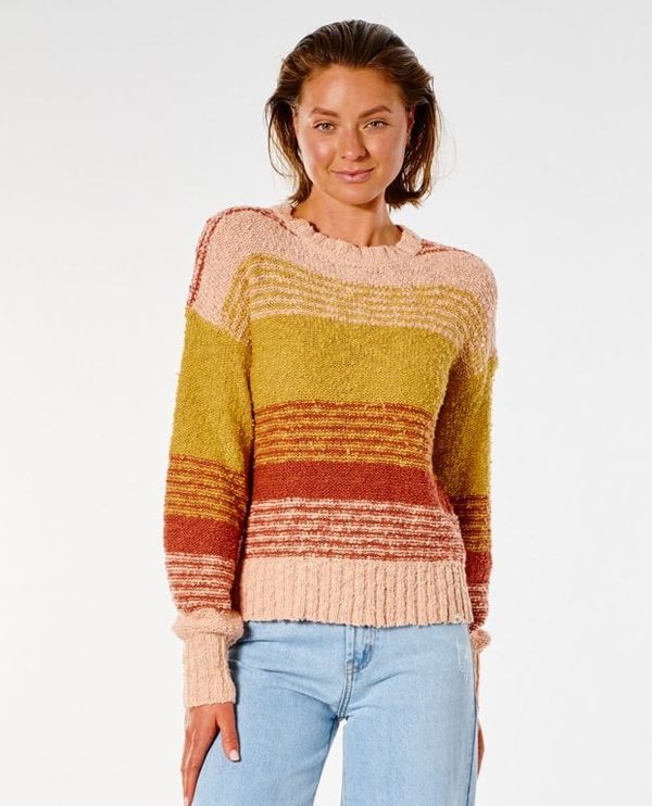 Rip Curl Yellow-orange women's striped sweater Rip Curl