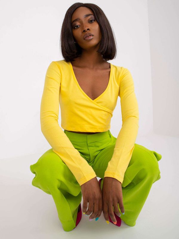 Fashionhunters Yellow short cotton blouse Paola RUE PARIS