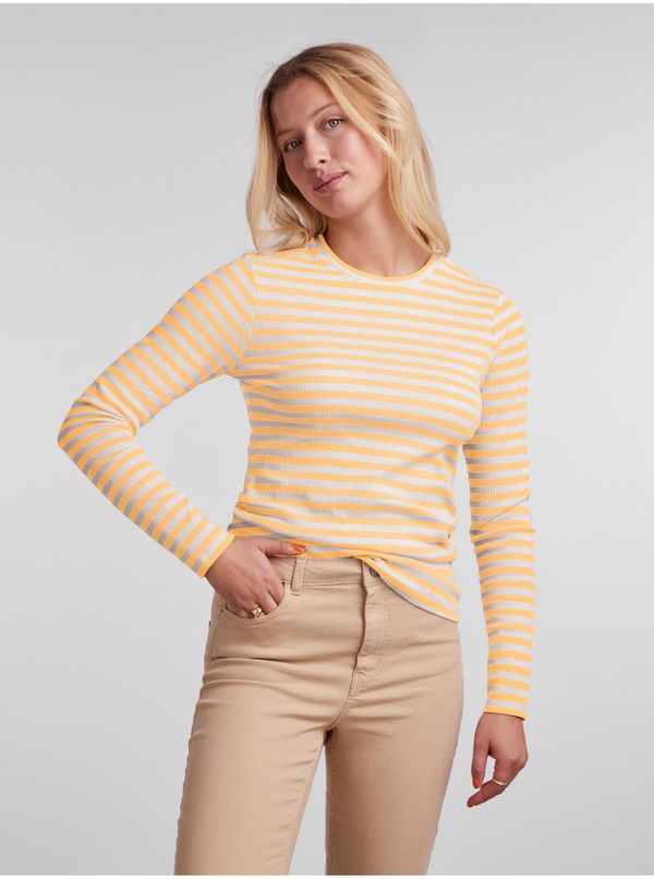 Pieces Yellow Women's Striped Basic Long Sleeve T-Shirt Pieces Hand - Women's