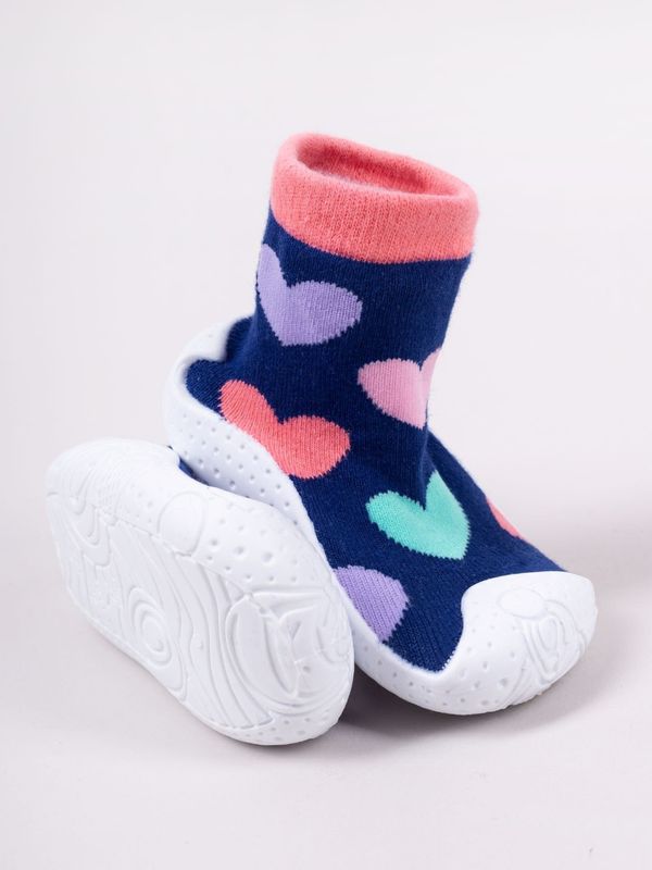 Yoclub Yoclub Kids's Baby Girls' Anti-Skid Socks With Rubber Sole P1 Navy Blue