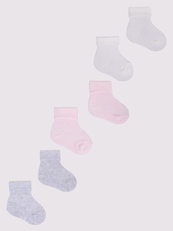 Yoclub Yoclub Kids's Baby Girls' Turn Cuff Cotton Socks 3-Pack SKA-0009G-0000-002