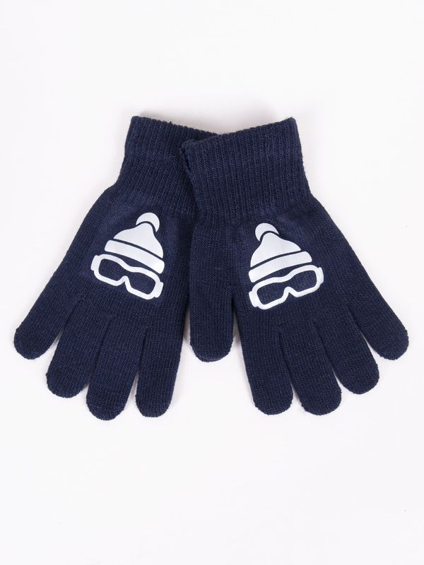 Yoclub Yoclub Kids's Boys' Five-Finger Gloves With Reflector RED-0237C-AA50-006 Navy Blue