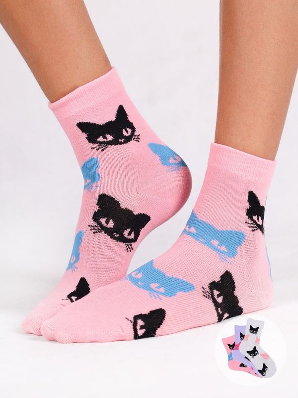 Yoclub Yoclub Kids's Girls' Socks Cats 3-Pack SKA-0157G-A500