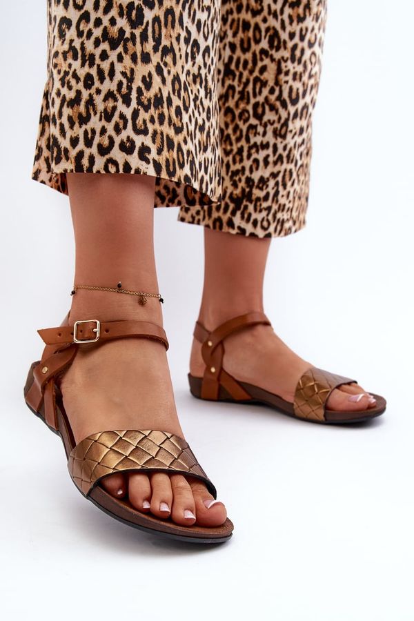 Kesi Zazoo Women's Flat Leather Sandals, Copper