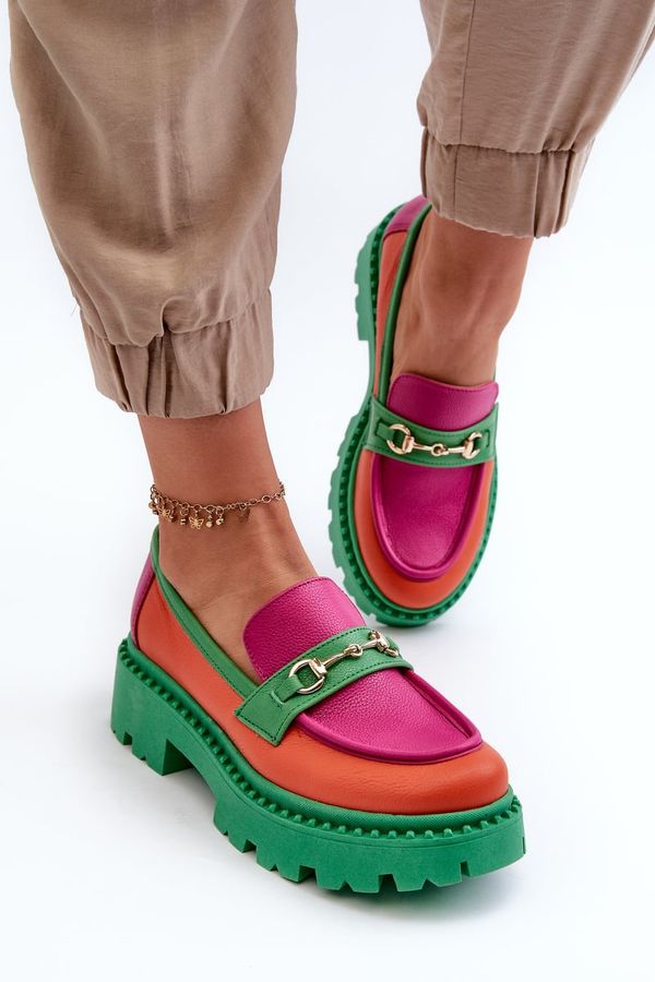 Kesi Zazoo Women's leather loafers, green