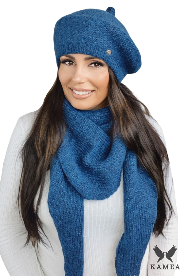 Kamea Ženski set Kamea Kamea_Set_Beret&Scarf_K.22.210.12_Navy_Blue