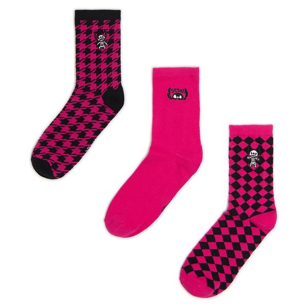 Cropp Cropp - 3 pack čarapa Stich - pink
