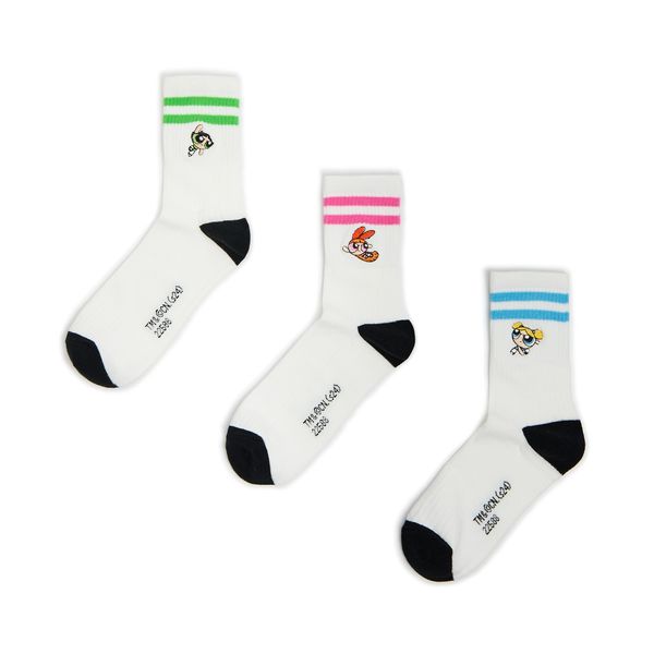 Cropp Cropp - 3 pack čarapa The Powerpuff Girls - white