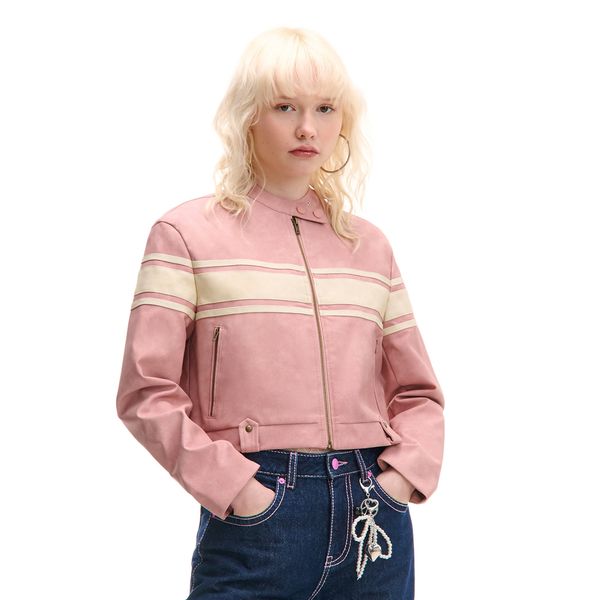 Cropp Cropp - Bajkerska jakna od veštačke kože - pink
