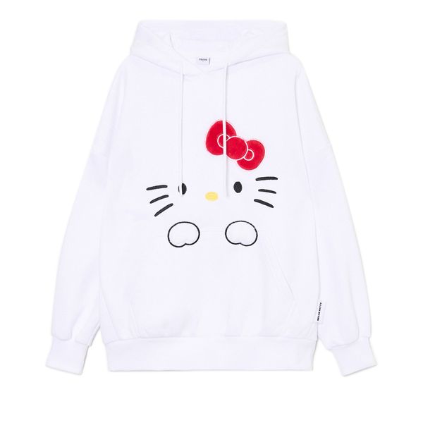 Cropp Cropp - Bela dukserica s kapuljačom Hello Kitty - white