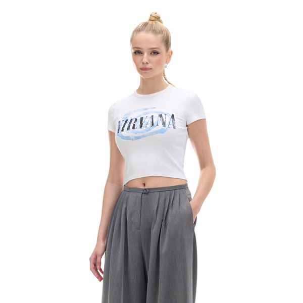 Cropp Cropp - Bela majica s printom Nirvana - white