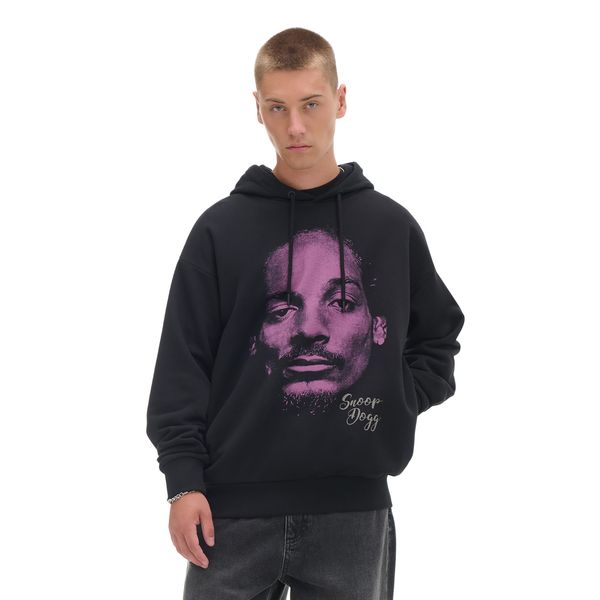 Cropp Cropp - Crna dukserica s kapuljačom Snoop Dogg - CRNO