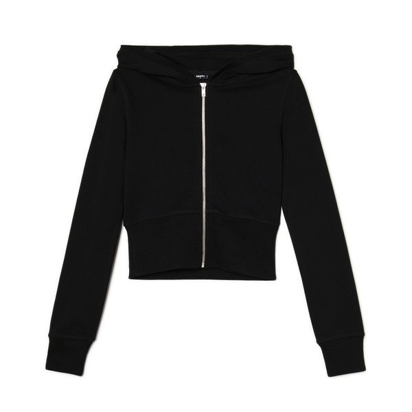 Cropp Cropp - Dukserica s kapuljačom i rajsferšlusom - CRNO
