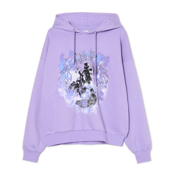 Cropp Cropp - Dukserica sa kapuljačom i printom - lavanda