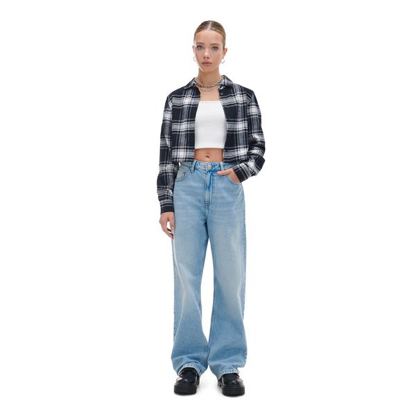 Cropp Cropp - Farmerke wide leg - PLAVA