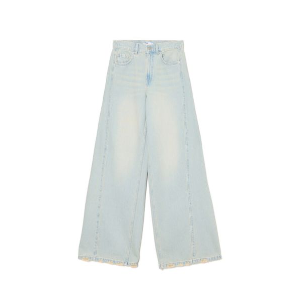 Cropp Cropp - Farmerke wide leg - PLAVA