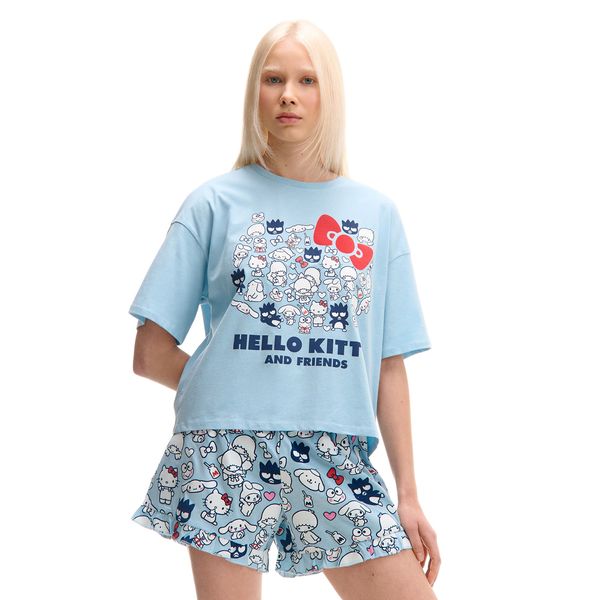 Cropp Cropp - Komplet dvodelne pidžame Hello Kitty & Friends - bledoplavo