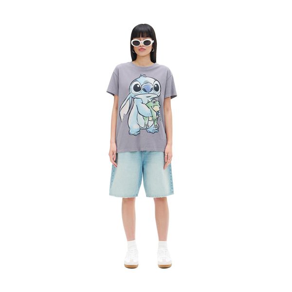 Cropp Cropp - Majica kratkih rukava s printom Lilo & Stitch - light grey