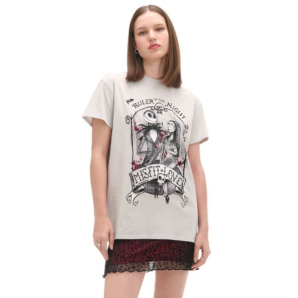 Cropp Cropp - Predimenzionirana majica s printom The Nightmare Before Christmas - light grey