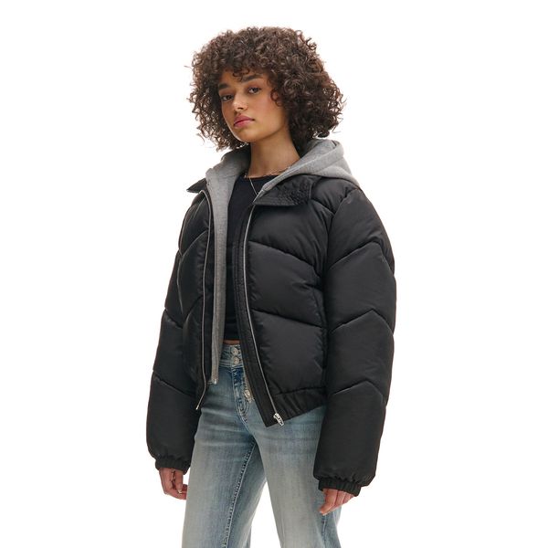 Cropp Cropp - Prošivena crna jakna s kapuljačom - CRNO