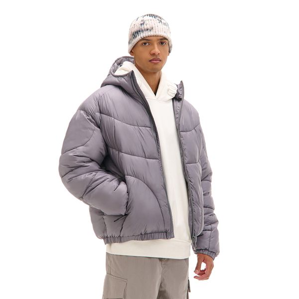 Cropp Cropp - Prošivena puffer jakna s kapuljačom - light grey