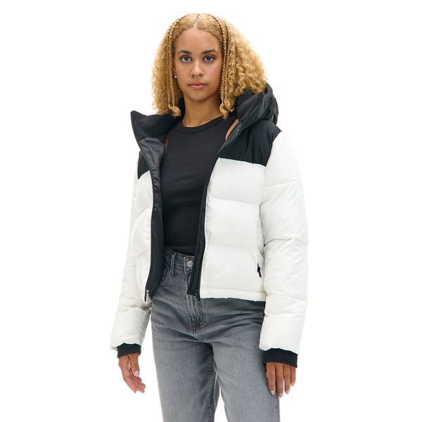 Cropp Cropp - Prošivena puffer jakna s kapuljačom - white