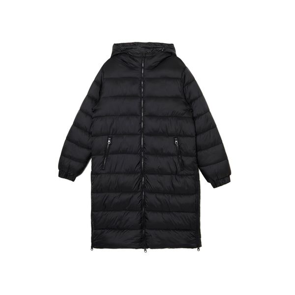 Cropp Cropp - Prošiveni kaput s kapuljačom - CRNO