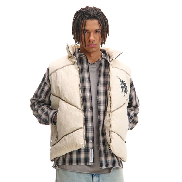 Cropp Cropp - Prošiveni prsluk s podignutim okovratnikom - white