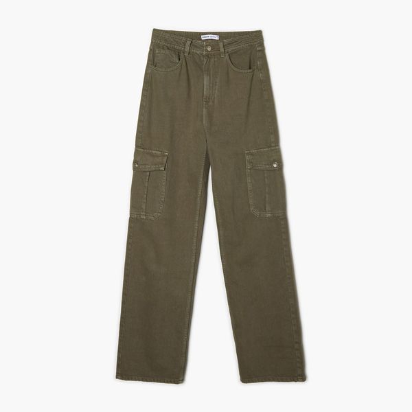 Cropp Cropp - Straight farmerke s cargo džepovima - green