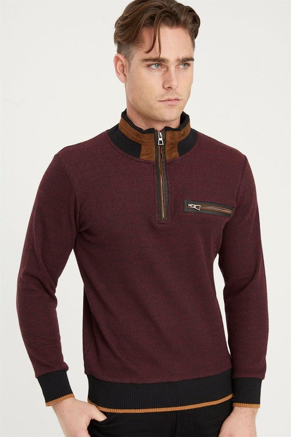 dewberry 1039 DEWBERRY MENS SWEATSHIRT-BLACK-BURGUNDY