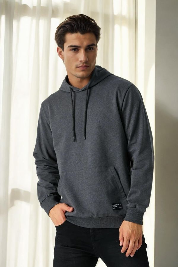 dewberry 12612 Dewberry Hooded Kangaroo Pocket Mens Sweatshirt-ANTHRACITE