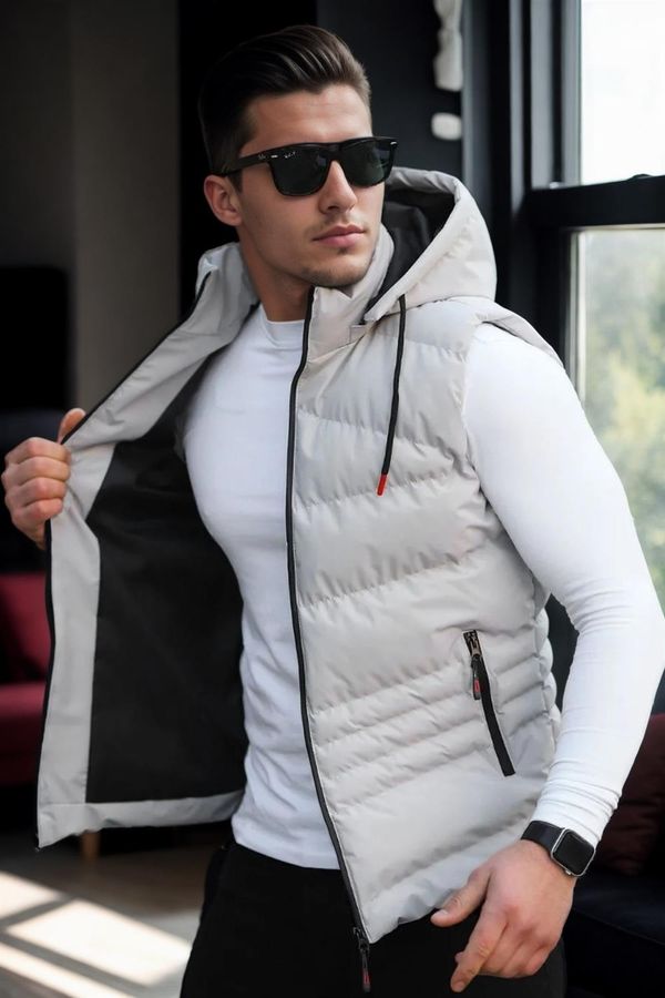 dewberry 17736 Dewberry Removable Hooded Mens Vest-STONE