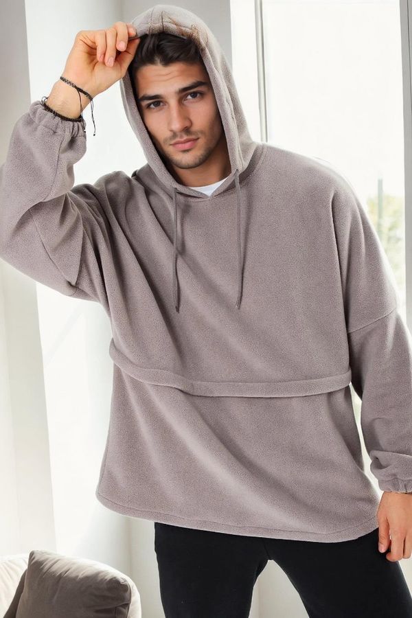 dewberry 17817 Dewberry Oversize Hoodie Mens Fleece-GREY