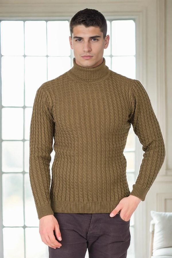 dewberry 19295 Dewberry Turtleneck Mens Sweater-Khaki