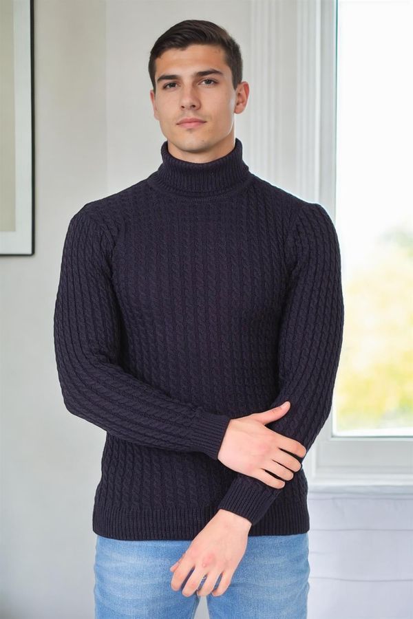 dewberry 19295 Dewberry Turtleneck Mens Sweater-NAVY BLUE