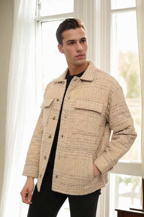 dewberry 23598 Dewberry Quilted Mens Jacket-BEIGE