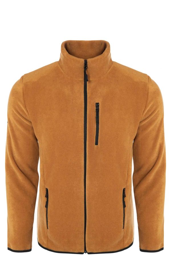 dewberry 24601 Dewberry 5 Pocket Outdoor Full Zipper Fleece Jacket-CAMEL