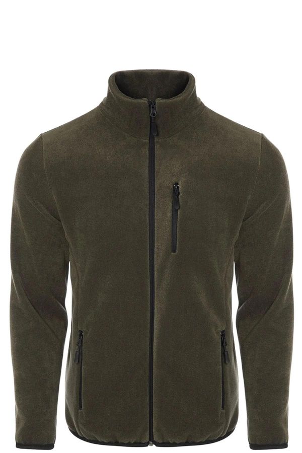 dewberry 24601 Dewberry 5 Pocket Outdoor Full Zipper Fleece Jacket-DARK KHAKI