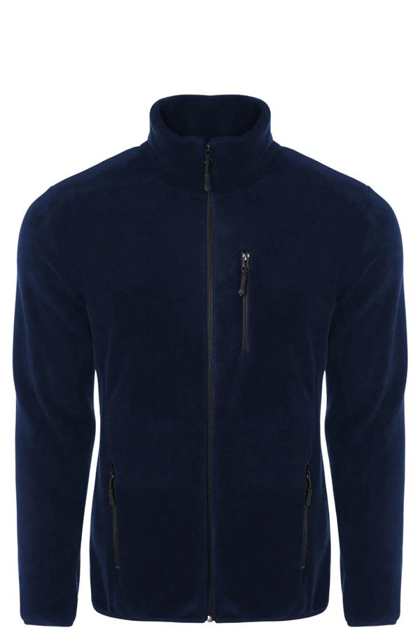 dewberry 24601 Dewberry 5 Pocket Outdoor Full Zipper Fleece Jacket-NAVY BLUE